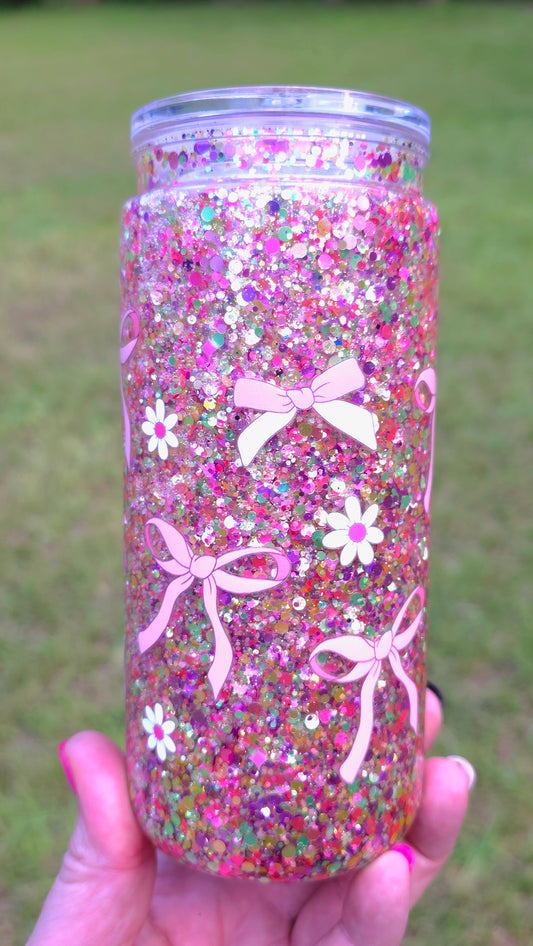 20 oz pink bow with daisy